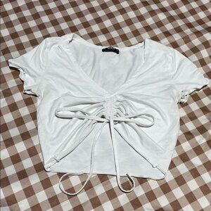 SHEIN White Drawstring Crop Top